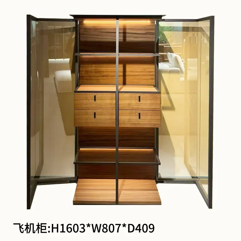 HYS minimalist living room dining room side cabinet collection integrated aluminum alloy storage wine cabinet display