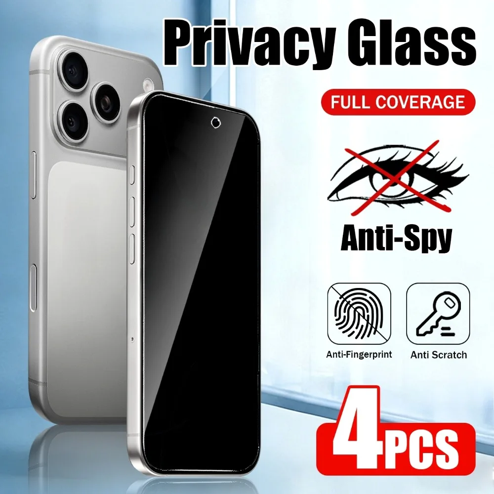 4Pcs Privacy Full Screen Protector for iPhone 17 16 15 14 Pr