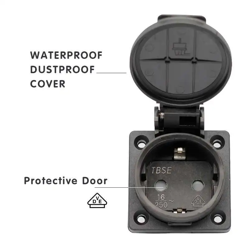 ドイツ IP54 防水カバー電源 Schuko ソケット アウトレット認証付き UPS 用レセプタクルにスナップ