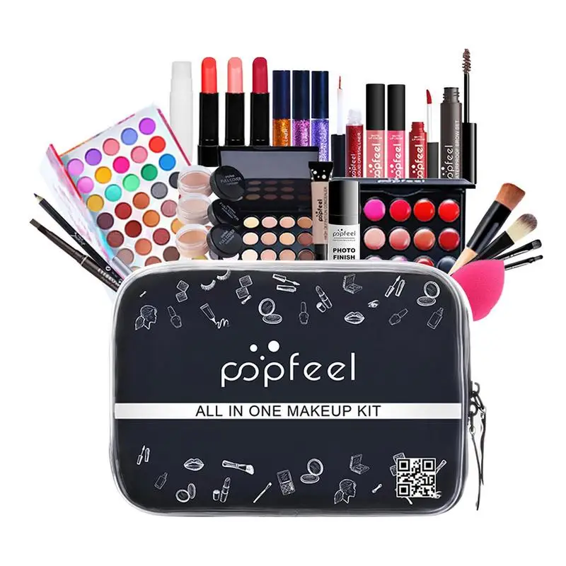 Juego de maquillaje todo en uno, caja de regalo de combinación de cosméticos, ligera, para principiantes, estudiantes y novatos