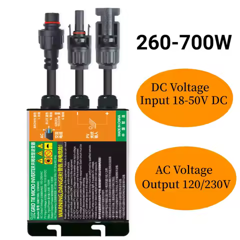 High Frequency PV Solar Inverter Grid Tie GMI Transformers Galvanic Ally Isolated 260W-700W Power 18-50V DC Input