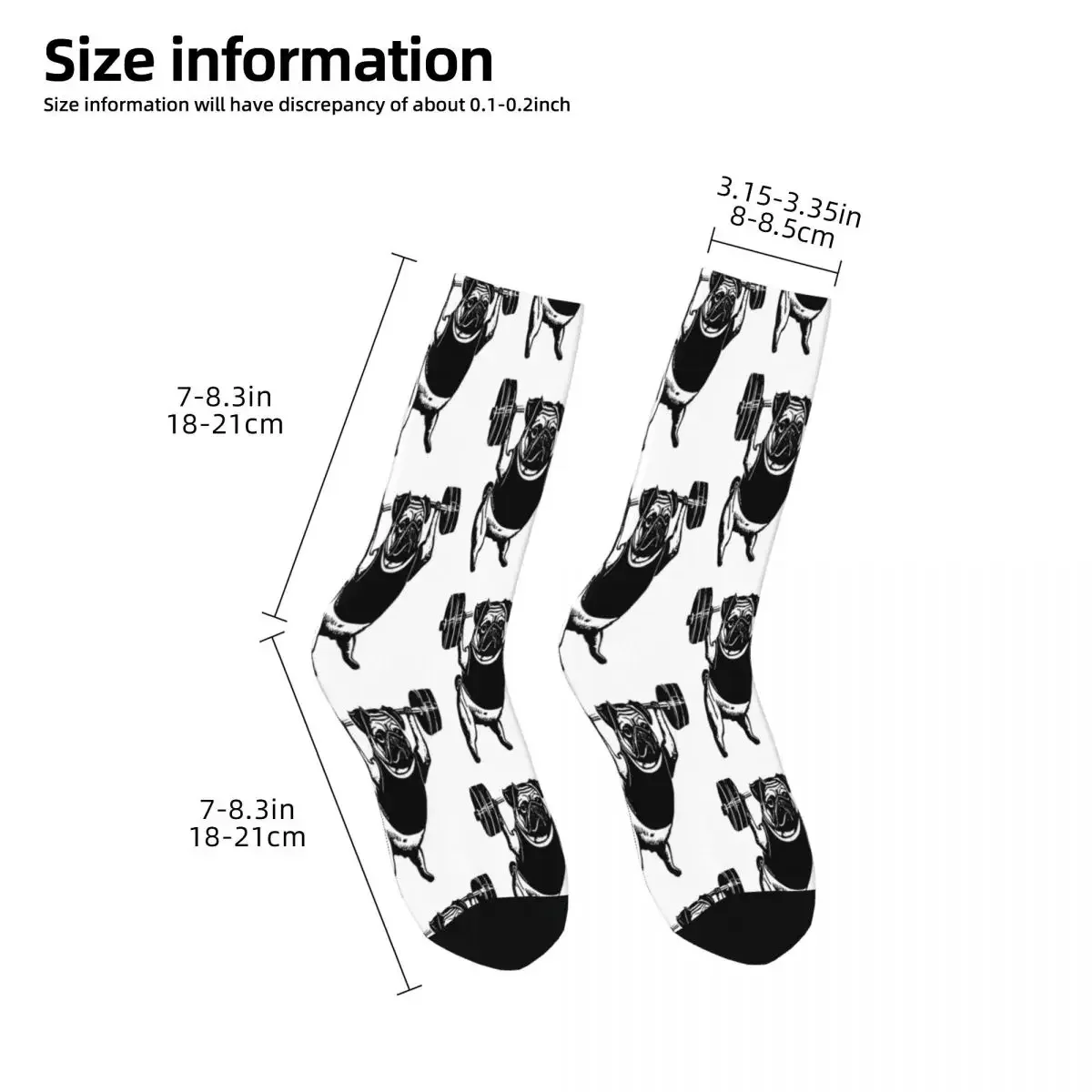 Pug Black And White Pug Weightlifting Socks Male Mens Women Summer Stockings Printed