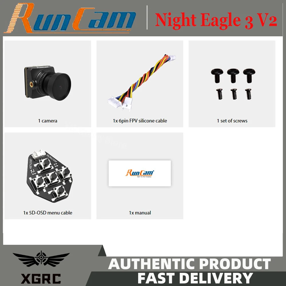 RunCam Night Eagle 3 V2 1500TVL 8.5g Ultra Light FOVD NTSC/PAL CMOS FPV Starlight Night Vision Camera for FPV RC Drone