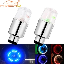 2 pçs luz do carro bicicleta hub lâmpada roda pneu válvula flash néon led auto à prova de poeira tampa falou hastes tampas acessórios legal modificar