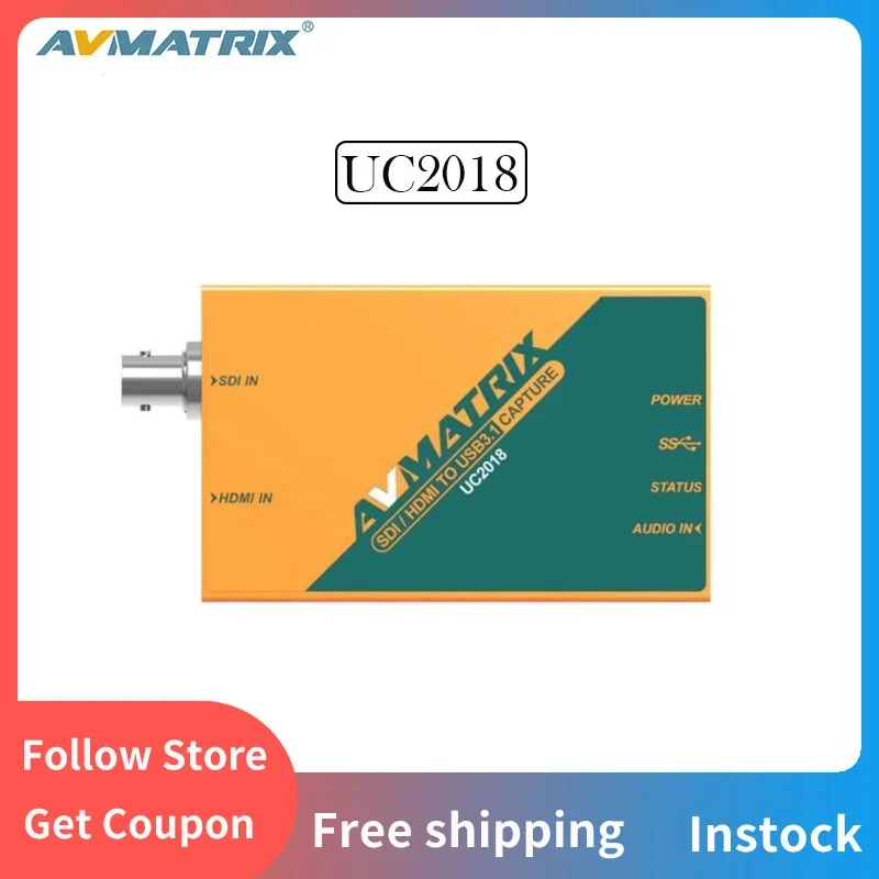 Avmatrix UC2018 HDMI/SDI to USB3.1 TYPE-C Uncompressed Video Capture Compatible With Multiple System / Software For Streaming