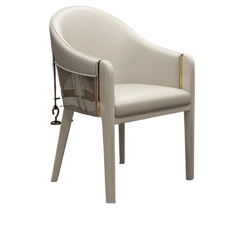   كرسي طعام إيطالي فاخر من الجلد المصنوع من الألياف الدقيقة الفاخرة كرسي بذراعين من الجلد المخصص للمنزل