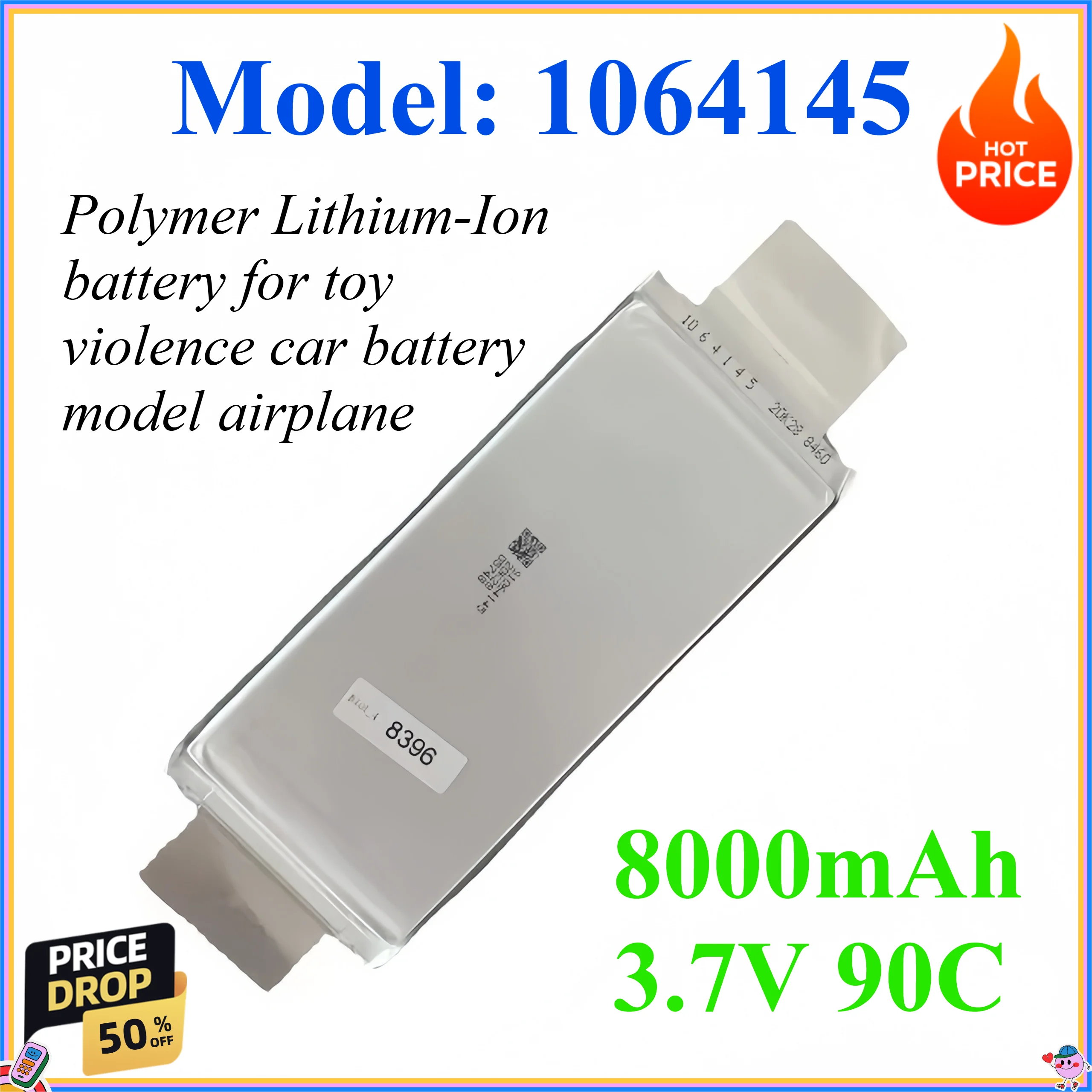 

1064145 8000mAh 3.7V 90C Polymer Lithium-Ion battery for toy violence car battery model airplane