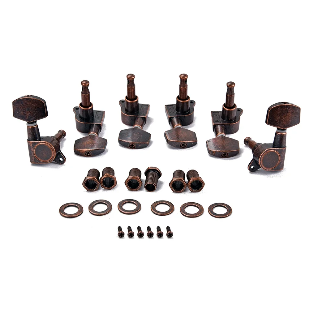 

Set of 6 Guitar Tuning Pegs 3 Left 3 Right Square Head Machine Heads Keys for Acoustic Electric Guitar Replacement Sealed Tuning