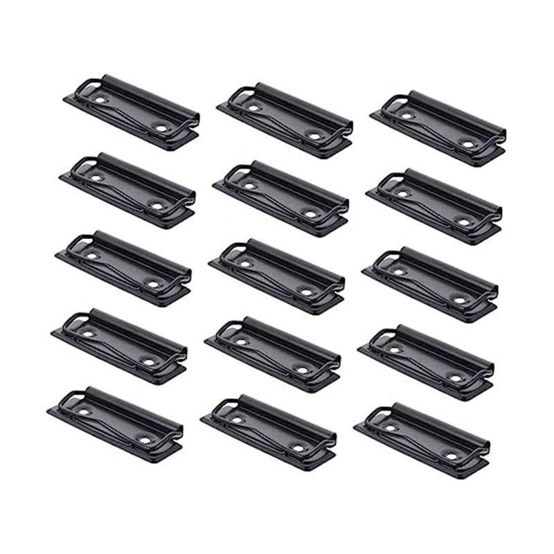 

15 Piece Stationery Plate Holder Stainless Steel Clips Pocket Folders Black Mountable Clipboards Clips File