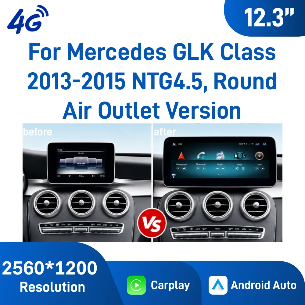 For 2013-2015 Mercedes GLK Class  NTG4.5 12.3 Inch Android 13 Car Navigation , Round Air Outlet Version, IPS Touch Screen,GPS