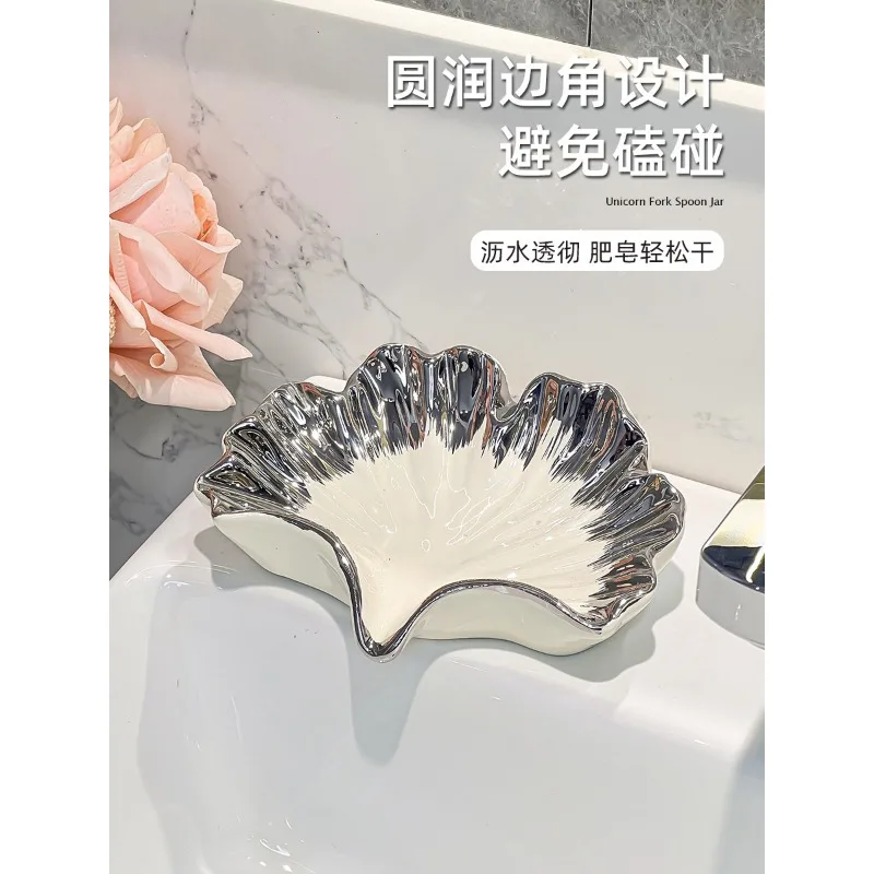 Ceramic Drainage Soap Storage Tray For Indoor Bathroom Daily Storage Use