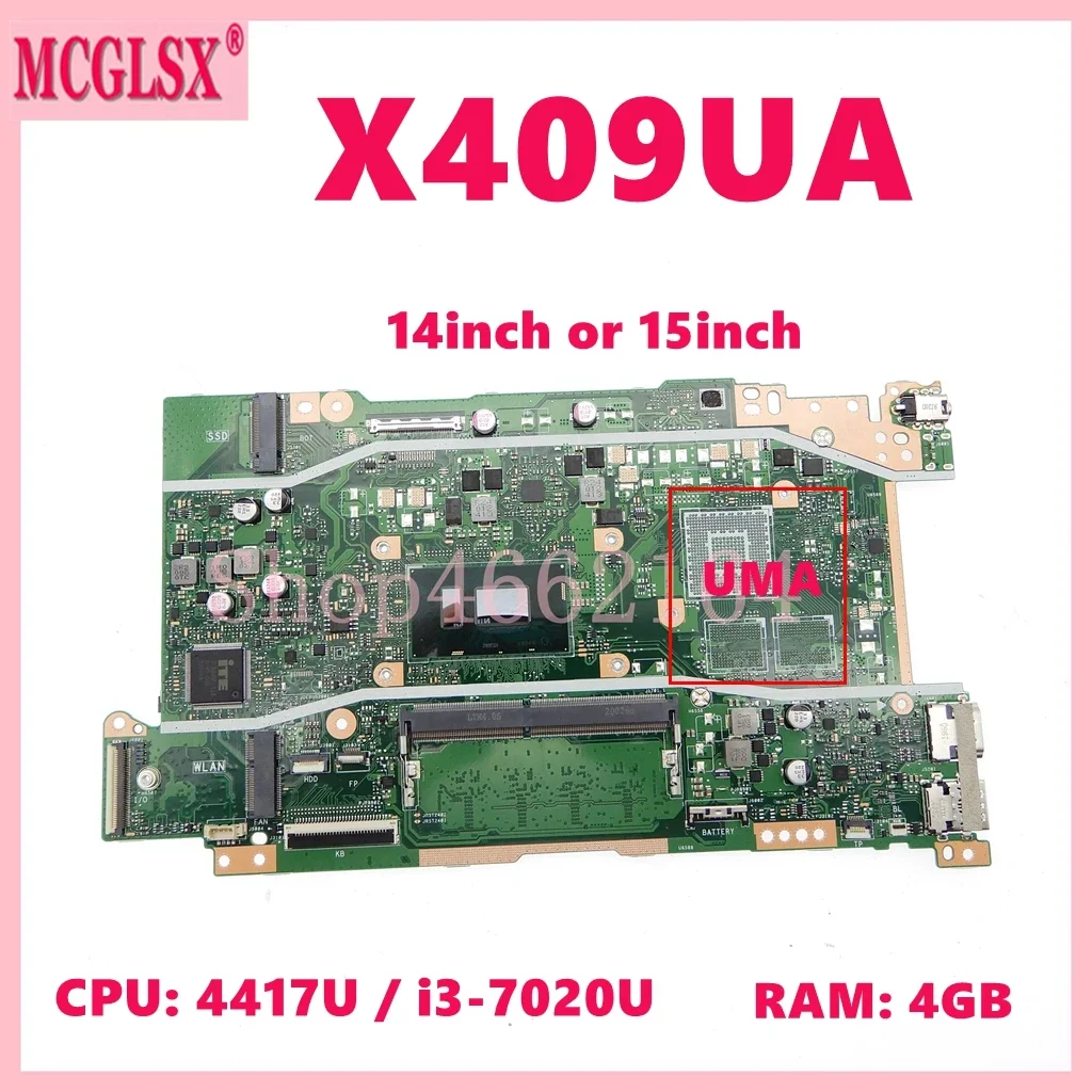 X409UA With 4417U i3-7th Gen CPU 4GB-RAM Laptop Motherboard For ASUS X409UA X409UB X509UA X509UB X409UJ X509UJ Mainboard