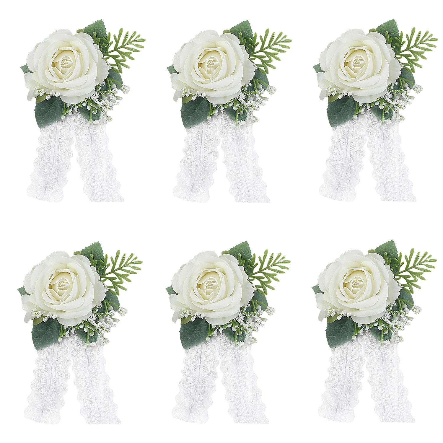 Girls Bridesmaid Wrist Corsage Bridal Prom Party Flannelette Rose Lace Bracelet Fabric Hand Flowers Wedding Accessories