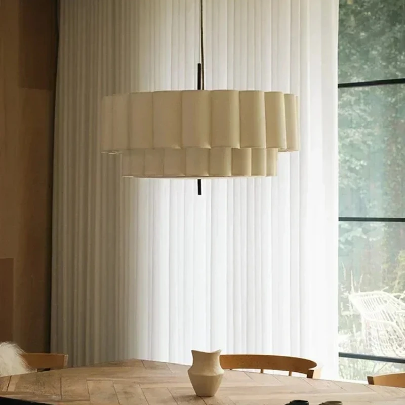 Wabi-Sabi Cloth Lustre Restaurant LED Ceiling Pendant Lights Minimal for Dinning Living Room Hanging Lumin Lamps Home Decor Lamp