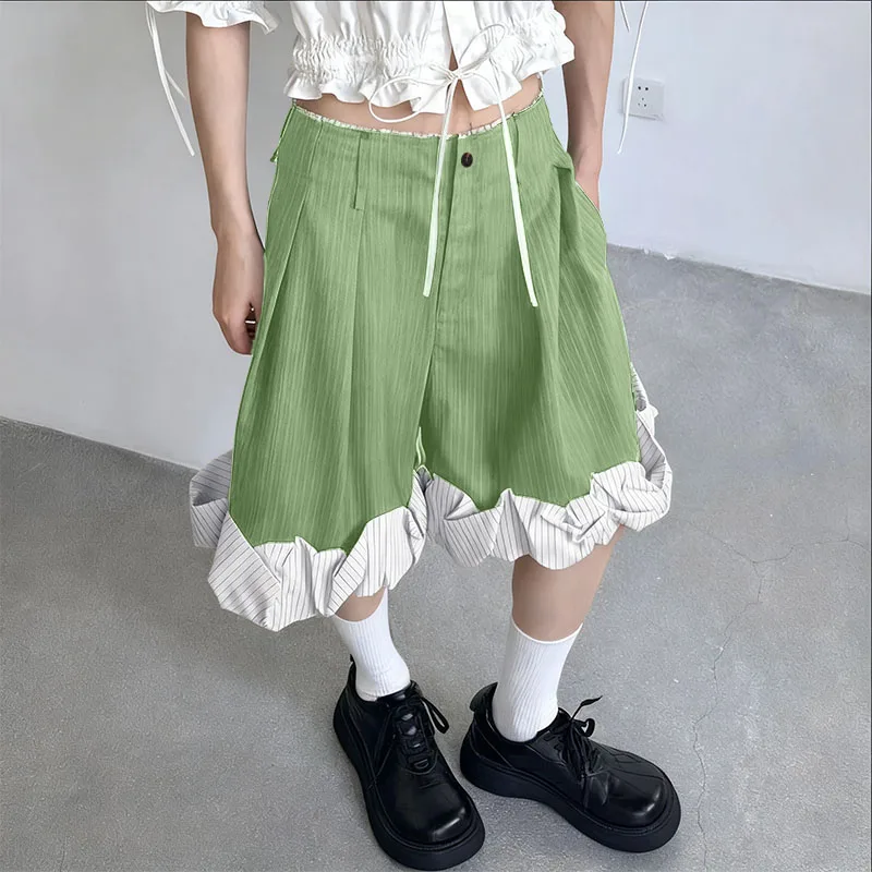 

INCERUN Men Shorts Striped Patchwork Button Joggers Loose Men Bottoms Streetwear 2025 Korean Style Fashion Casual Male Shorts