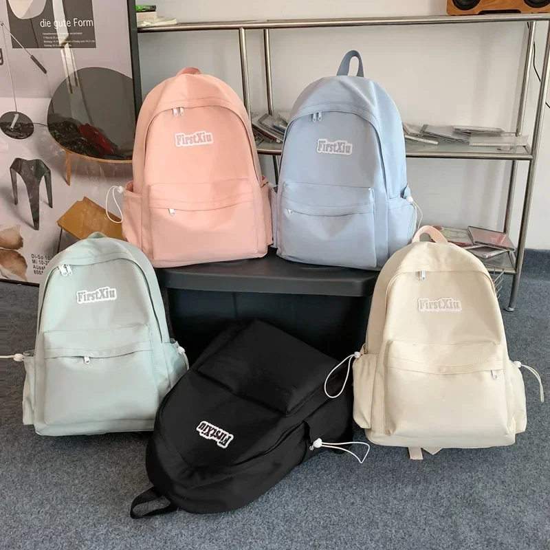 New Simple Solid Color Kawaii School Bag For Teenagers Girls Nylon Women Backpack Fashion Female College Student Travel Backpack