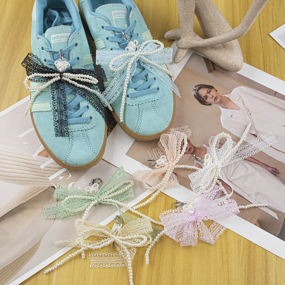 Spitze, Perlenschleife, Schnürsenkel, Charms für Sneakers, dekorativ, hochwertiges dekoratives Schuh-Charm-Zubehör, Schuh-Blumenschnalle