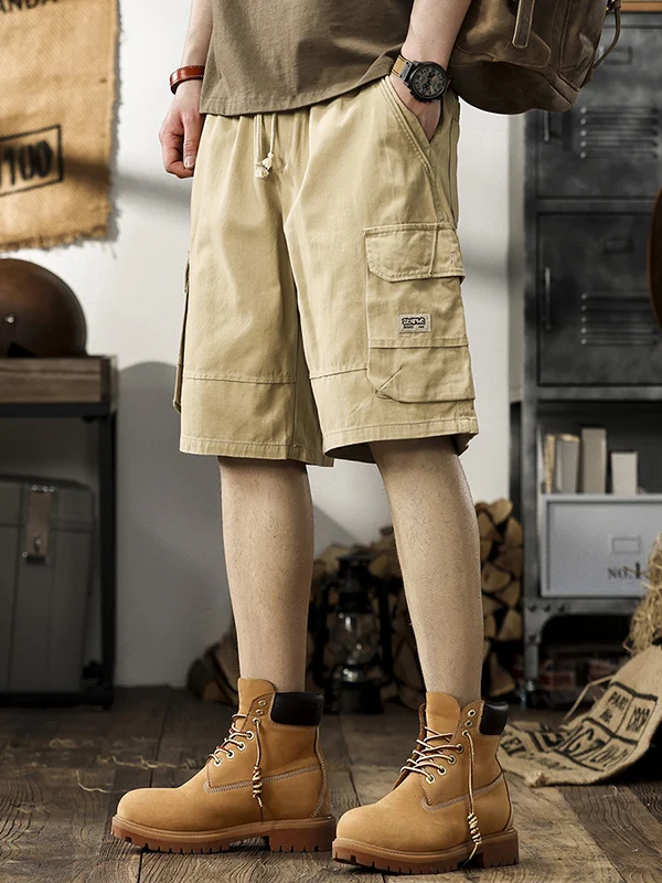 

Новая летняя мужская рабочая одежда orts, американские ретро-тренды, большие повседневные брюки, камуфляжные тяжелые прямые брюки пять четвертей