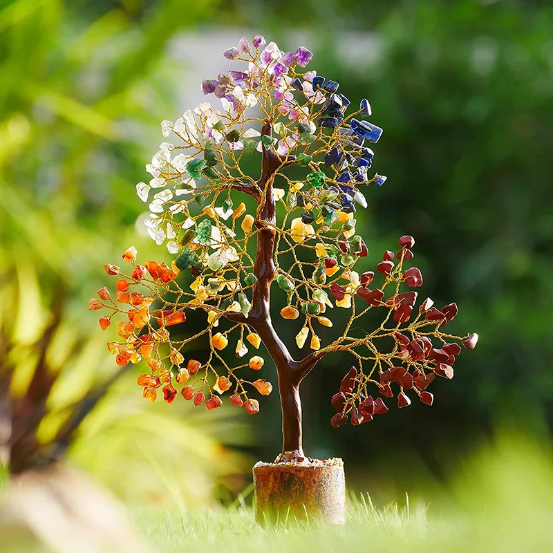 

Chakra Tree of Life Gemstone Tree Seven Chakra Crystal Tree,Landscape potted plant Bonsai Attract Good Luck, Home Decoration