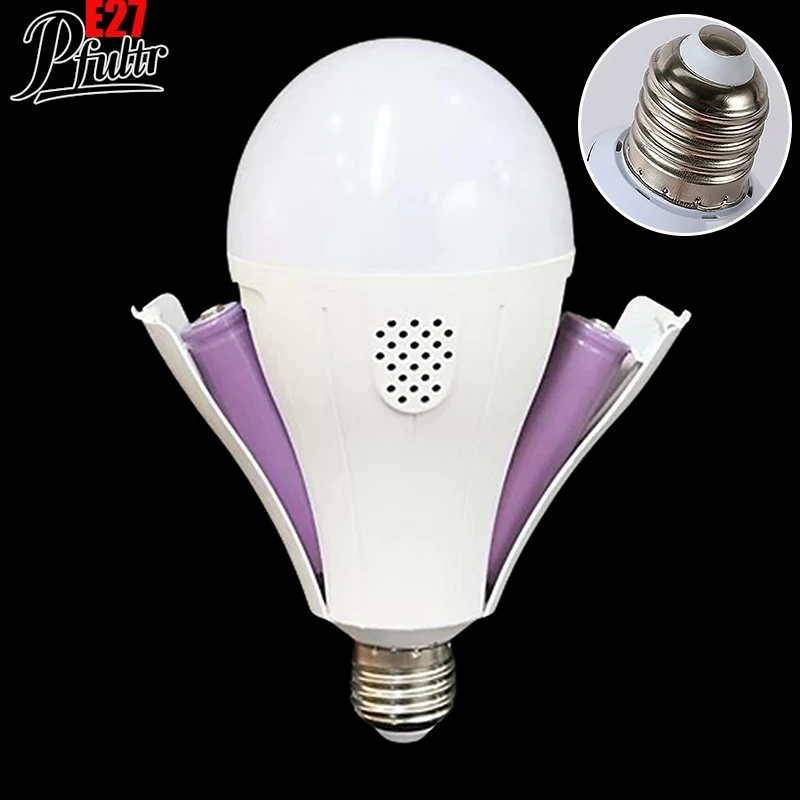 1Pcs E27 9W LED Emergency Bulb With Battery Rechargeable Automatic Intelligent Light Bulb Home Power Camping Porch Garden Lamp