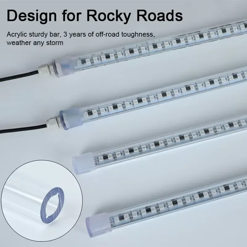 Premium Rigid Underglow Kit Exterior IP68 Waterproof Underbody RGBIC Rigid LED Bar Under Glow Light for Car Truck Offroad