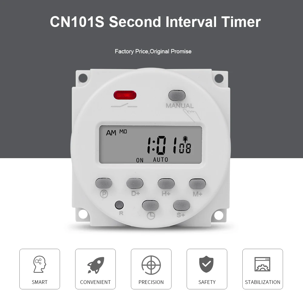 CN101S Timer Switch Time Controller Auto Cycle Timer Switch Control Interval Min. 1sec 12V 24V 110V 220V