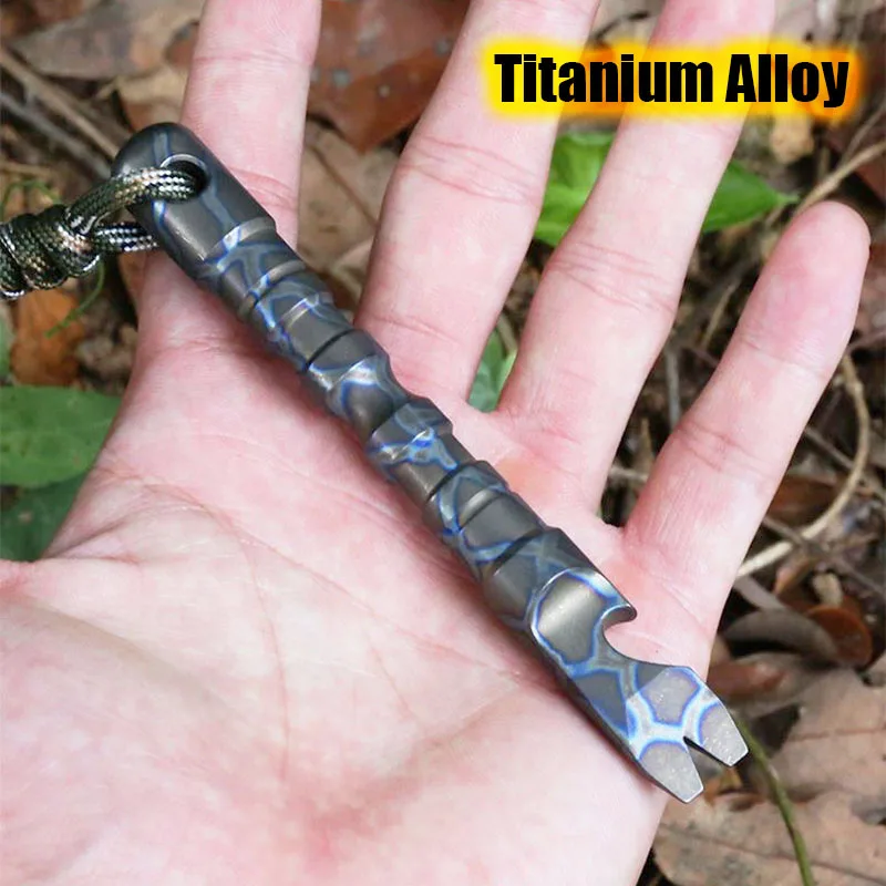 TC4 Titanium Alloy Multifunctional Crowbar Nail Puller Bottle Opener EDC High Hardness Chisel Self-defence Window Breaker Tool