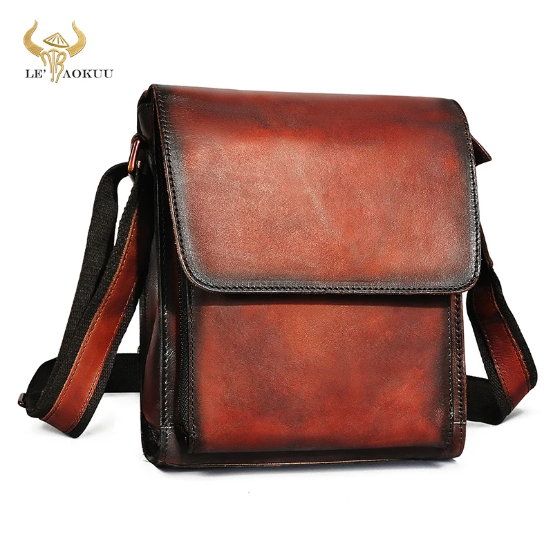 

Hot Sale Best Quality Leather Design Shoulder Messenger bag Cowhide Cross-body Bag 8" Tablet Mochila Satchel For Men Male 3027