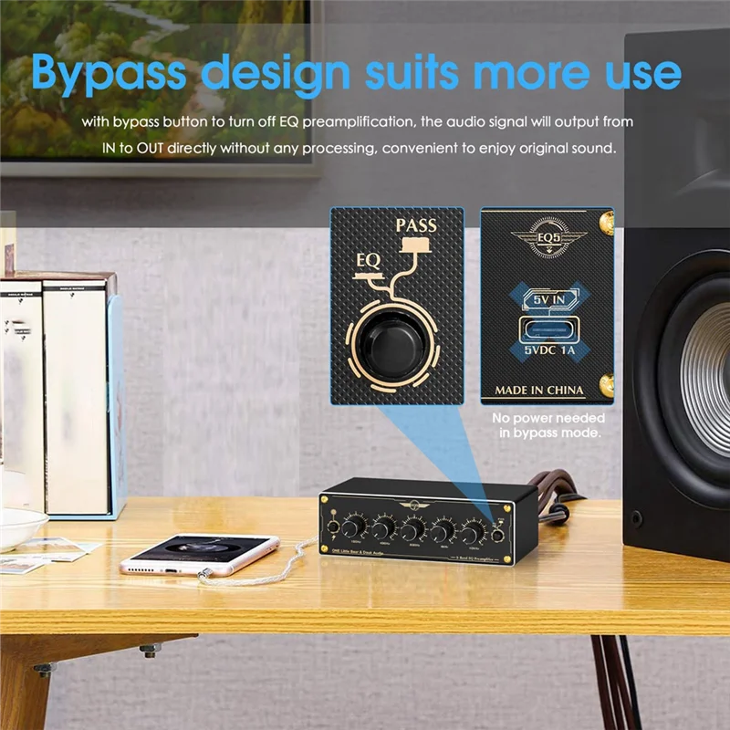 TCES-EQ5 2,0-канальный Mni 5-полосный аналоговый эквалайзер предусилителя аудио эквалайзер домашний/автомобильный аудиопроцессор стерео предусилитель