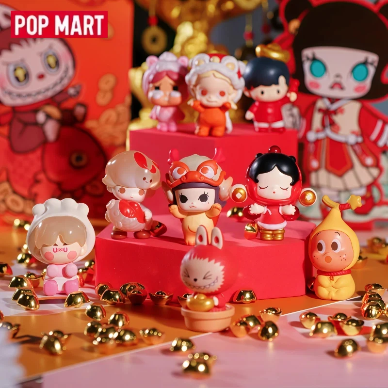 

POP MART Оригинальная лимитированная серия «Год Лошади»: Серия «Счастливая Лошадь» Pop Bean, милая мини-кукла-модель Mamafufu, украшение, подарочная коробка-сюрприз