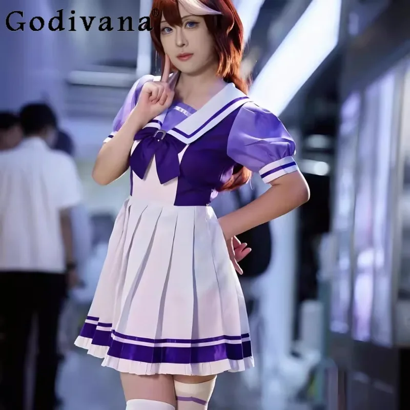 夏の学校制服ドレス女性のためのウマ娘かわいいコスプレドレス女性アニメダービー東海帝洛リータセーラードレス