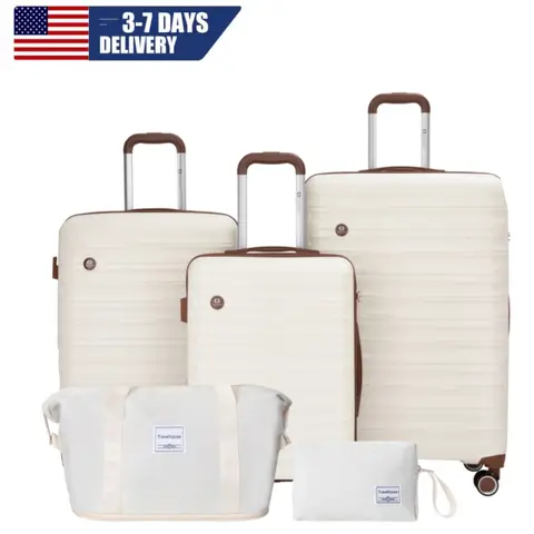 Luggage Sets 5 Piece,Suitcases with Double Spinner Wheels and TSA Lock,Hardcase 3 set Luggage with Travel Duffle Bag