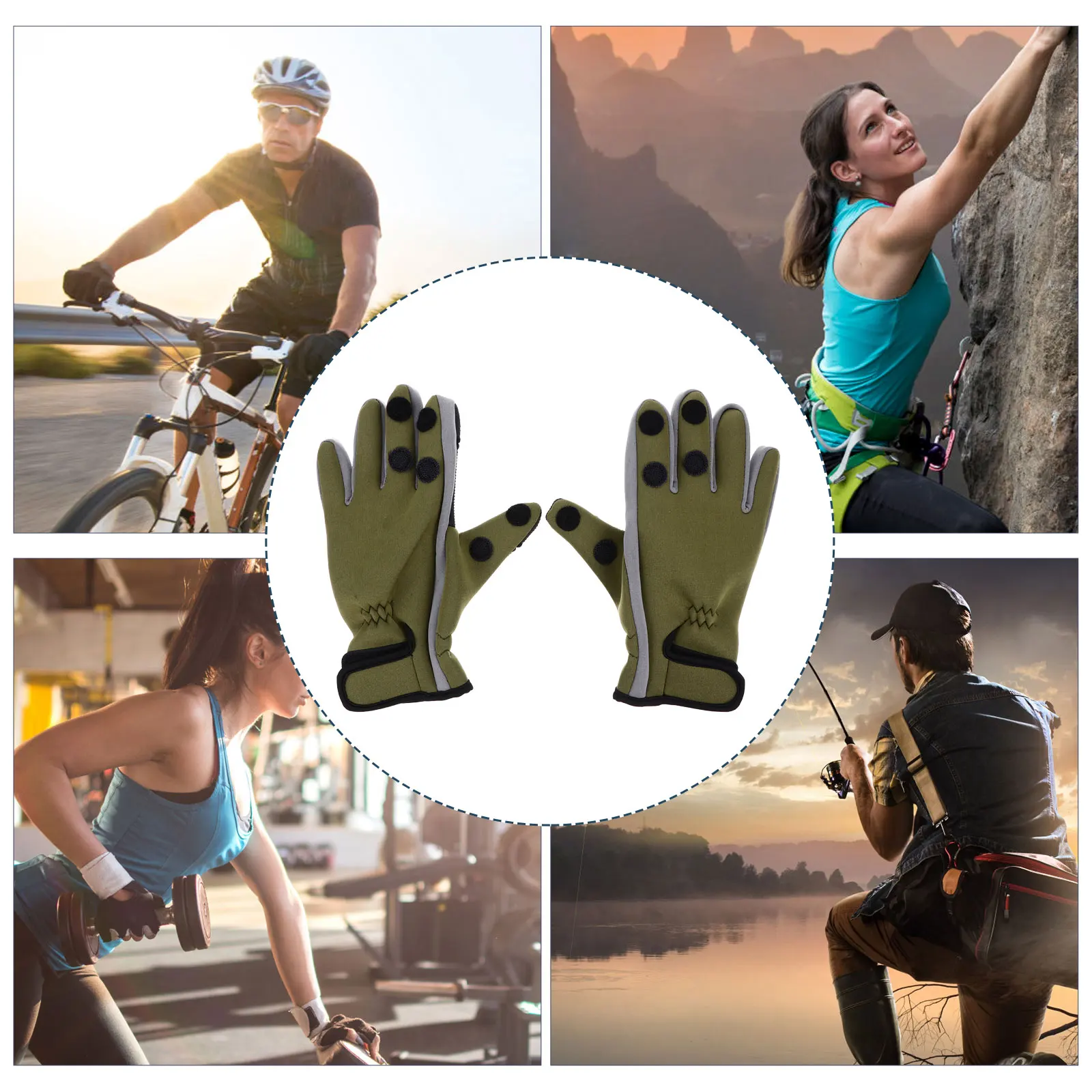 

1 Pair Outdoor Winter Warm Gloves 3 Fingers Cut Anti-Slip Waterproof Cycling Climbing Mitts For Hiking Riding Fishing