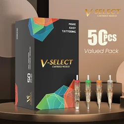 50 Uds. Kits de agujas de tatuaje de cartucho EZ v-select de tamaños mixtos RL RS M1 CM Kits de agujas de tatuaje desechables para pluma de tatuaje rotativa