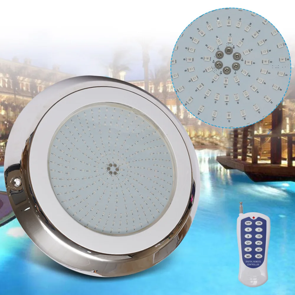 Bymaocar Stainess 18W AC 12V LED Swimming Pool Lights Filled with Resin RGB Multi-color Fitting to Standard Pool Waterproof IP68