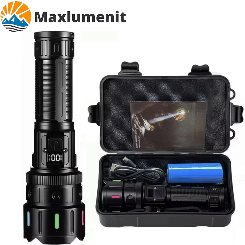 

High Power 399999 High Lumen Super Bright LED Flashlight Type-c Rechargeable Tactical Zoom Torch Camping Fishing Lantern