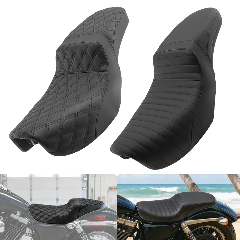 

Motorcycle Black Front Driver Rear Passenger Two-Up Seat Cushion For Harley Dyna Super Glide Low Rider Street Bob FXDB 2006-2017
