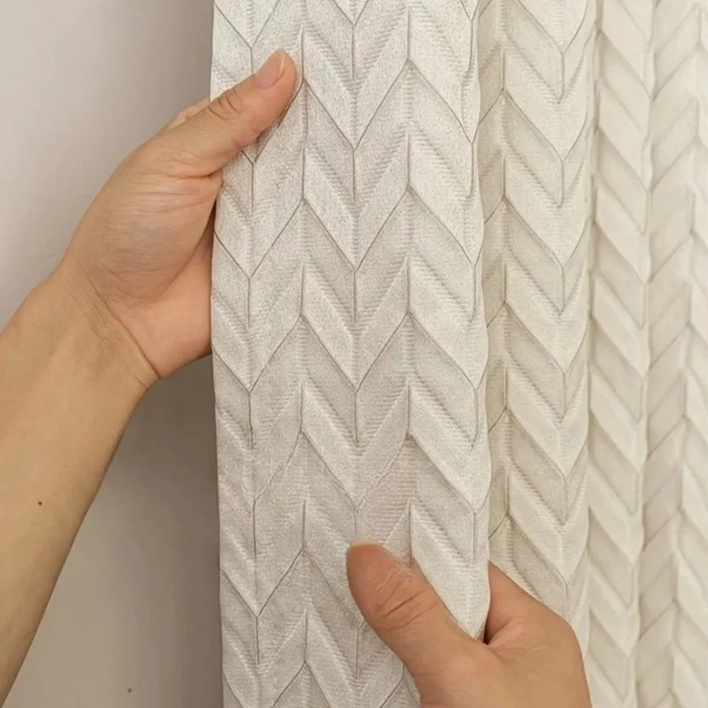 

Luxury French Burst Jacquard Blackout Curtains High Precision Curtains for Living Room Bedroom Decor Custom Size Tulle