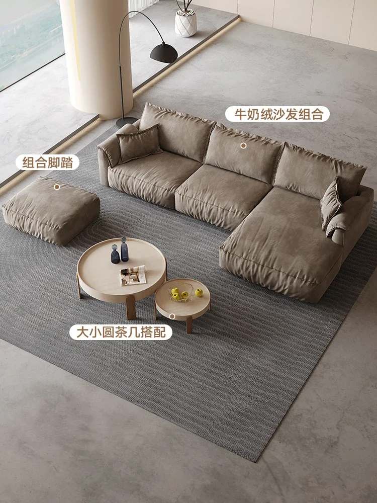 Modern Minimalist Living Room Three-Seat Small Apartment Silent Cream Style Anti-Scratching Fabric Sofa