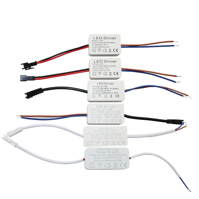 OMCH LED pilote 260mA ± 5% 1-3w 4-7w 8-12w 12-18w 18-24w LED pilote à courant Constant alimentation pour pilote LED transformateur