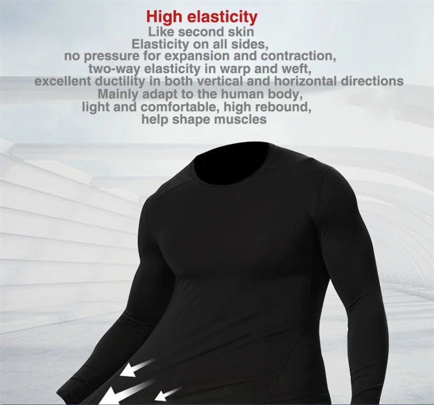 New Men Sport T-shirt Quick Dry Bodybuilding Running Shirt Long Sleeve Compression Top Gym T Shirt Men Fitness Tight Rashgard