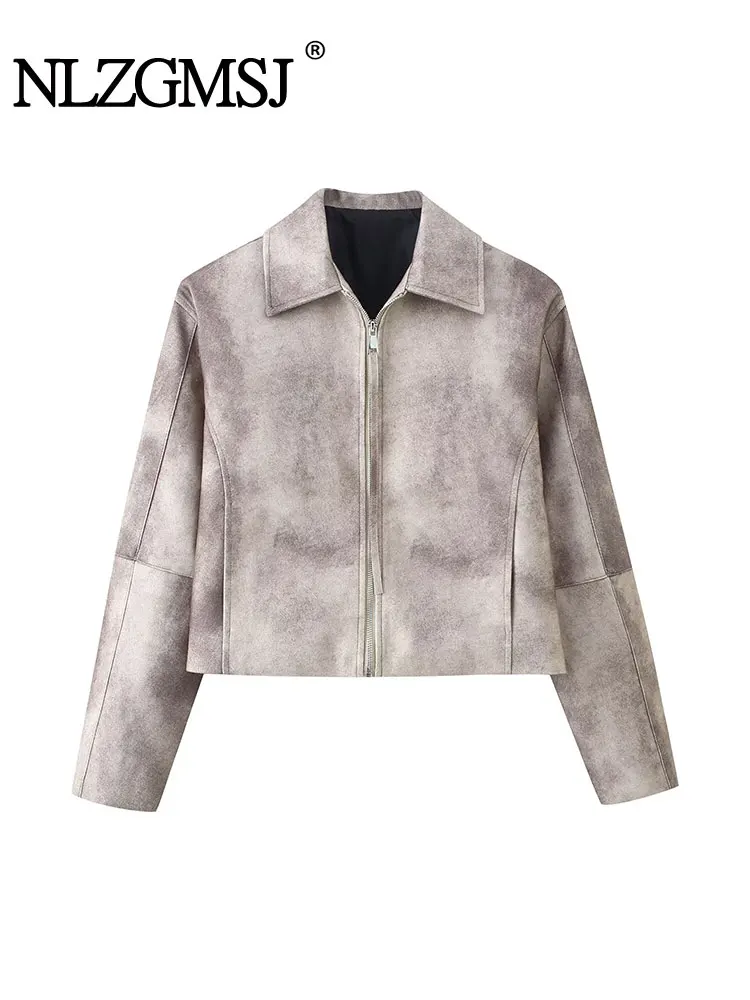 

NLZGMSJ Women Jacket 2026 Spring Long Sleeve Motorcycle Jacket Short Coat Female Outerwear Y2K