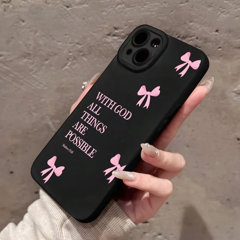 الحد الأدنى الوردي جرلي القوس شعار الهاتف لينة الحال بالنسبة آيفون 16E 16 15 14 13 12 11 برو ماكس 13 12 Mini X XS XR 7 8 Plus SE2 غطاء