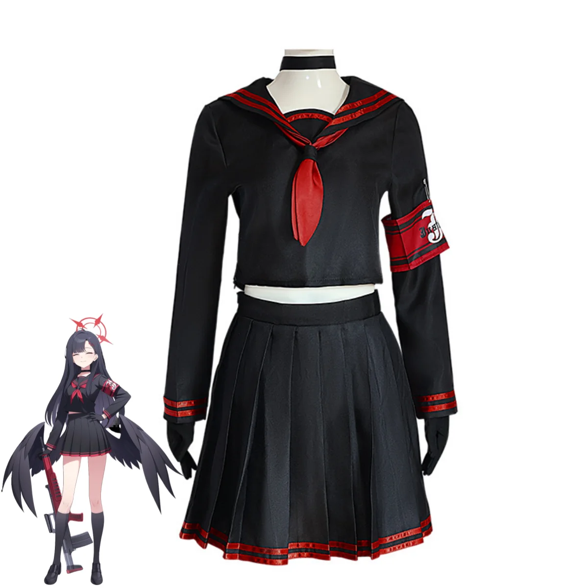 Game Blue Archive Nakamasa Ichika Cosplay Costume Japanese Jk Black Shirt Uniform Skirt Wig Adult Woman Kawaii Campus Suit