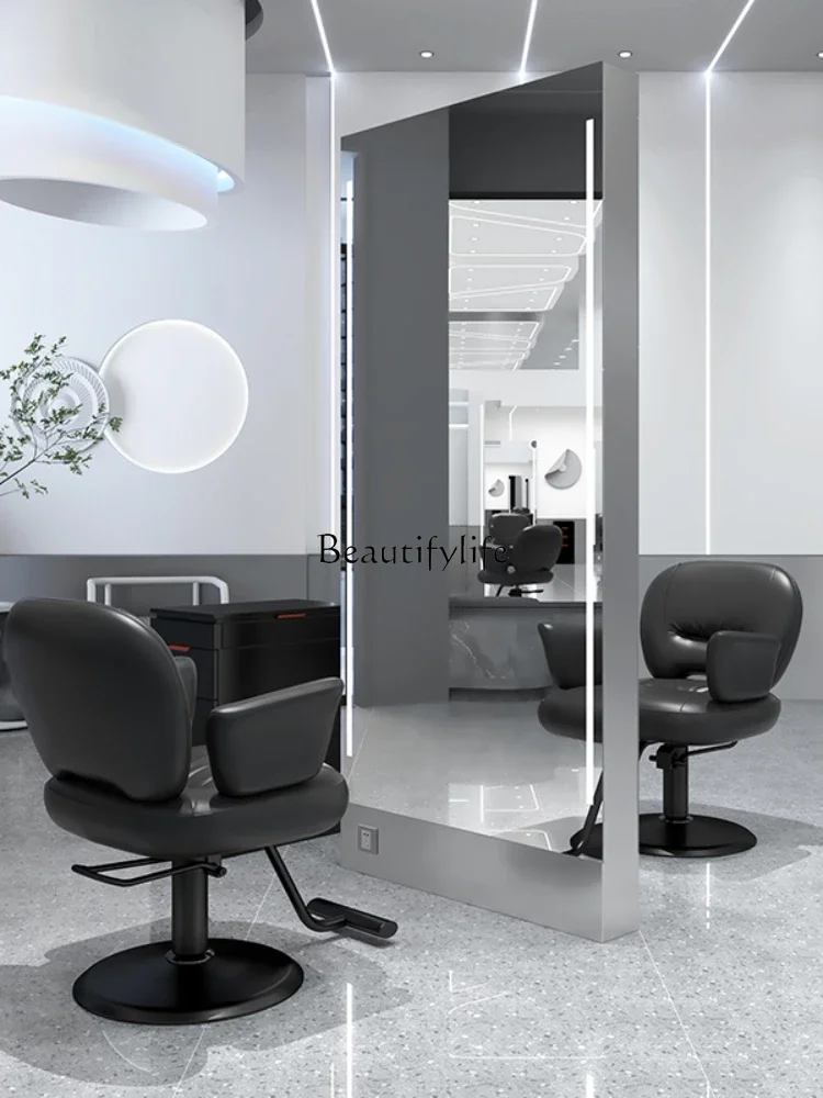 Barber Shop Mirror Stainless Steel Single-Double-Sided Floor Mirror for High-End Corridor