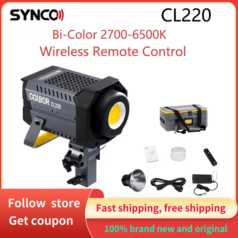 

Synco COLBOR CL220 200W Bi-Color 2700-6500K Photography Lighting COB Video Light APP Control For Live Stream Video Studio Photo