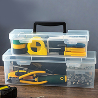 WORTHBUY Hardware Tool Box Outdoor Portable Equipment Tool Case Transparent Tool Storage Organizer Box Plastic Storage Container