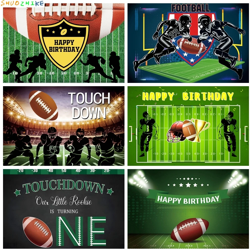 

Super Bowl Birthday Theme Backdrop Rugby American Football Field Sports Stadium Grass Photography Background Kids Birthday Party