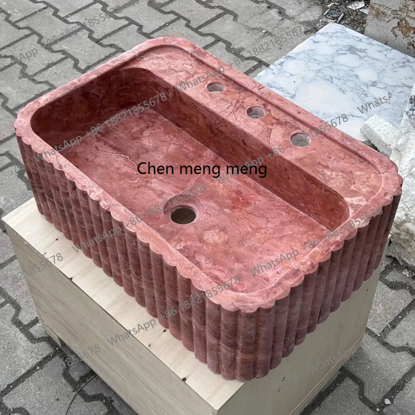 

Wabi Sand Wind Light Luxury Natural Travertine Platform Basin Bathroom Hotel Washbasin Creative Marble