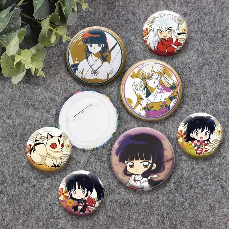 Sesshomaru Inuyasha Kikyo Naraku Kagome Higurashi Anime Badges Cartoon Lapel Pins Hat Bag Shoes Brooch Ornaments Jewelry Gifts